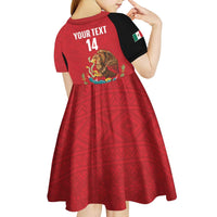 Custom Mexico Football Kid Short Sleeve Dress Tu Puedes El Tricolor Red - Wonder Print Shop