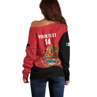 Custom Mexico Football Off Shoulder Sweater Tu Puedes El Tricolor Red - Wonder Print Shop