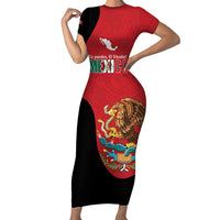 Custom Mexico Football Short Sleeve Bodycon Dress Tu Puedes El Tricolor Red - Wonder Print Shop