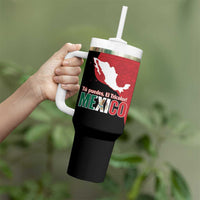 Custom Mexico Football Tumbler With Handle Tu Puedes El Tricolor Red - Wonder Print Shop