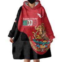 Custom Mexico Football Wearable Blanket Hoodie Tu Puedes El Tricolor Red - Wonder Print Shop