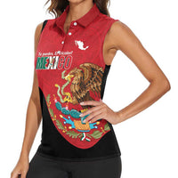 Custom Mexico Football Women Sleeveless Polo Shirt Tu Puedes El Tricolor Red - Wonder Print Shop