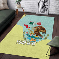 Custom Mexico Football Area Rug Tu Puedes El Tricolor Cyan - Wonder Print Shop
