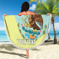 Custom Mexico Football Beach Blanket Tu Puedes El Tricolor Cyan - Wonder Print Shop