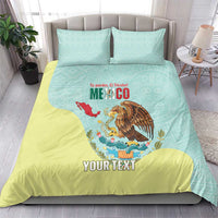 Custom Mexico Football Bedding Set Tu Puedes El Tricolor Cyan - Wonder Print Shop