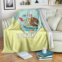 Custom Mexico Football Blanket Tu Puedes El Tricolor Cyan - Wonder Print Shop