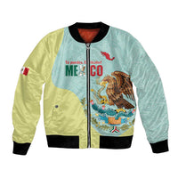 Custom Mexico Football Bomber Jacket Tu Puedes El Tricolor Cyan - Wonder Print Shop