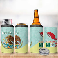 Custom Mexico Football 4 in 1 Can Cooler Tumbler Tu Puedes El Tricolor Cyan - Wonder Print Shop