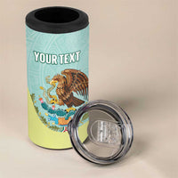 Custom Mexico Football 4 in 1 Can Cooler Tumbler Tu Puedes El Tricolor Cyan - Wonder Print Shop