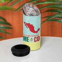Custom Mexico Football 4 in 1 Can Cooler Tumbler Tu Puedes El Tricolor Cyan - Wonder Print Shop