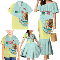 Custom Mexico Football Family Matching Mermaid Dress and Hawaiian Shirt Tu Puedes El Tricolor Cyan - Wonder Print Shop