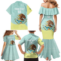 Custom Mexico Football Family Matching Mermaid Dress and Hawaiian Shirt Tu Puedes El Tricolor Cyan - Wonder Print Shop