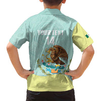 Custom Mexico Football Family Matching Off Shoulder Maxi Dress and Hawaiian Shirt Tu Puedes El Tricolor Cyan - Wonder Print Shop