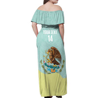 Custom Mexico Football Family Matching Off Shoulder Maxi Dress and Hawaiian Shirt Tu Puedes El Tricolor Cyan - Wonder Print Shop