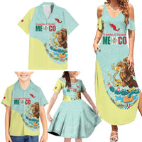 Custom Mexico Football Family Matching Summer Maxi Dress and Hawaiian Shirt Tu Puedes El Tricolor Cyan - Wonder Print Shop