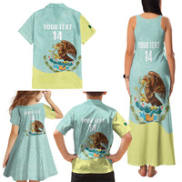 Custom Mexico Football Family Matching Tank Maxi Dress and Hawaiian Shirt Tu Puedes El Tricolor Cyan - Wonder Print Shop
