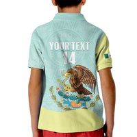 Custom Mexico Football Kid Polo Shirt Tu Puedes El Tricolor Cyan - Wonder Print Shop
