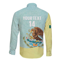 Custom Mexico Football Long Sleeve Button Shirt Tu Puedes El Tricolor Cyan - Wonder Print Shop