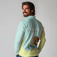 Custom Mexico Football Long Sleeve Polo Shirt Tu Puedes El Tricolor Cyan - Wonder Print Shop