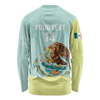 Custom Mexico Football Long Sleeve Shirt Tu Puedes El Tricolor Cyan - Wonder Print Shop