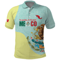 Custom Mexico Football Polo Shirt Tu Puedes El Tricolor Cyan - Wonder Print Shop