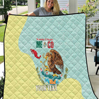 Custom Mexico Football Quilt Tu Puedes El Tricolor Cyan - Wonder Print Shop