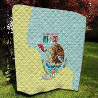 Custom Mexico Football Quilt Tu Puedes El Tricolor Cyan - Wonder Print Shop