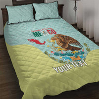 Custom Mexico Football Quilt Bed Set Tu Puedes El Tricolor Cyan - Wonder Print Shop