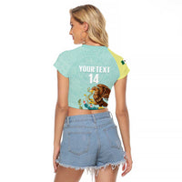 Custom Mexico Football Raglan Cropped T Shirt Tu Puedes El Tricolor Cyan - Wonder Print Shop