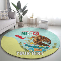 Custom Mexico Football Round Carpet Tu Puedes El Tricolor Cyan - Wonder Print Shop
