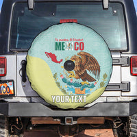 Custom Mexico Football Spare Tire Cover Tu Puedes El Tricolor Cyan - Wonder Print Shop