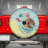 Custom Mexico Football Spare Tire Cover Tu Puedes El Tricolor Cyan - Wonder Print Shop