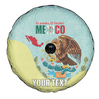 Custom Mexico Football Spare Tire Cover Tu Puedes El Tricolor Cyan - Wonder Print Shop