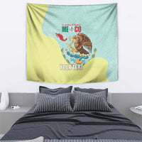Custom Mexico Football Tapestry Tu Puedes El Tricolor Cyan - Wonder Print Shop