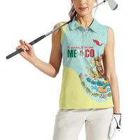 Custom Mexico Football Women Sleeveless Polo Shirt Tu Puedes El Tricolor Cyan - Wonder Print Shop