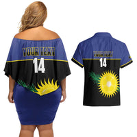 Custom Guadeloupe Football Couples Matching Off Shoulder Short Dress and Hawaiian Shirt Allez Gwada Boys - Wonder Print Shop
