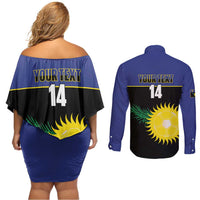Custom Guadeloupe Football Couples Matching Off Shoulder Short Dress and Long Sleeve Button Shirt Allez Gwada Boys - Wonder Print Shop