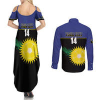 Custom Guadeloupe Football Couples Matching Summer Maxi Dress and Long Sleeve Button Shirt Allez Gwada Boys - Wonder Print Shop
