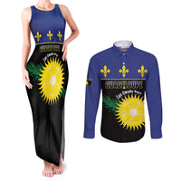 Custom Guadeloupe Football Couples Matching Tank Maxi Dress and Long Sleeve Button Shirt Allez Gwada Boys - Wonder Print Shop