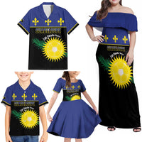 Custom Guadeloupe Football Family Matching Off Shoulder Maxi Dress and Hawaiian Shirt Allez Gwada Boys - Wonder Print Shop