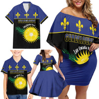 Custom Guadeloupe Football Family Matching Off Shoulder Short Dress and Hawaiian Shirt Allez Gwada Boys - Wonder Print Shop
