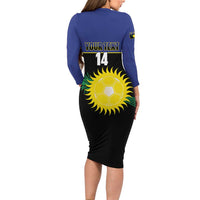 Custom Guadeloupe Football Long Sleeve Bodycon Dress Allez Gwada Boys - Wonder Print Shop