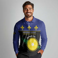 Custom Guadeloupe Football Long Sleeve Polo Shirt Allez Gwada Boys - Wonder Print Shop