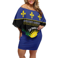 Custom Guadeloupe Football Off Shoulder Short Dress Allez Gwada Boys - Wonder Print Shop