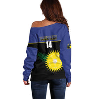 Custom Guadeloupe Football Off Shoulder Sweater Allez Gwada Boys - Wonder Print Shop