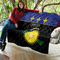 Custom Guadeloupe Football Quilt Allez Gwada Boys - Wonder Print Shop