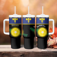 Custom Guadeloupe Football Tumbler With Handle Allez Gwada Boys - Wonder Print Shop