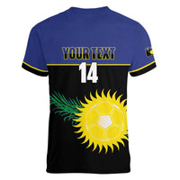 Custom Guadeloupe Football Women V-Neck T-Shirt Allez Gwada Boys - Wonder Print Shop