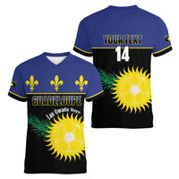 Custom Guadeloupe Football Women V-Neck T-Shirt Allez Gwada Boys - Wonder Print Shop