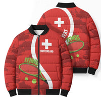 Personalised Switzerland Tennis Bomber Puffer Jacket Swiss Born To Play - Wonder Print Shop